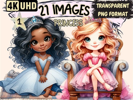 Princess Clipart Bundle – 21 PNG Graphics, Commercial Use (digital Download) - Etsy