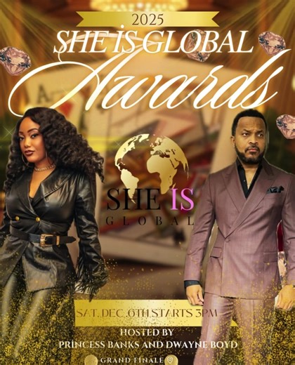 Honored to be co-hosting the 2025 She Is Global Awards with the unstoppable Princess Banks. This platform celebrates women who are out here shifting culture, breaking ceilings, and changing the world — and I’m hype to help spotlight their greatness. Power. Purpose. Impact. Let’s make this moment unforgettable. #SheIsGlobalAwards #ImpactMakers #AwardHost #DwayneBoyd #PrincessBanks