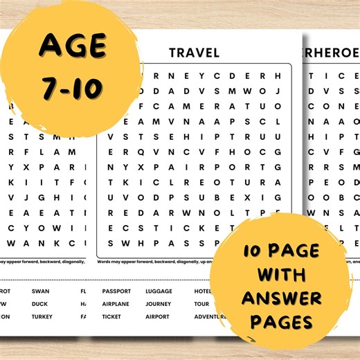 Hard Word Search for Kids Printable | Challenging Word Search Puzzle Age 7-10 | Fun Brain Game Worksheet | A4 US Letter - Etsy