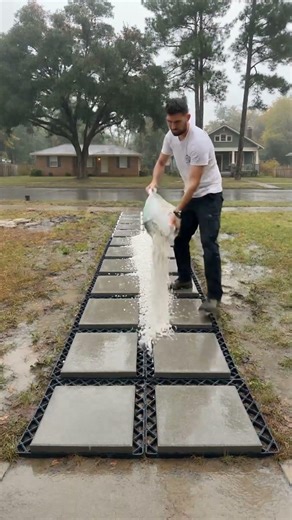 Fixing the worst flooded walkway in the neighborhood! 🌧️➡️✨