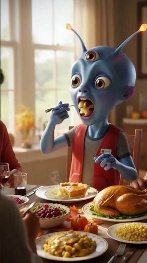 The Cosmic Tourist Feasts On Thanksgiving Dinner! 🍽️✨ #shorts