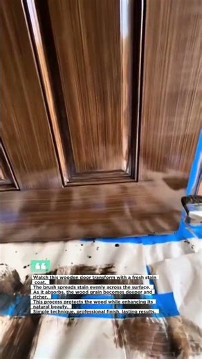 Satisfying Wood Door Staining Process with Brush #Woodworking #DIY #Refinishing