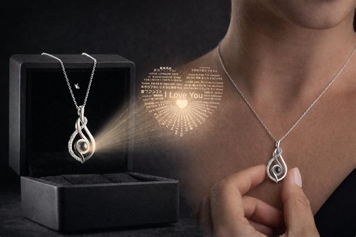 Projection Necklace, Hidden Message Sterling Silver, I Love You 100 Languages, Romantic Gift Pendant - Etsy