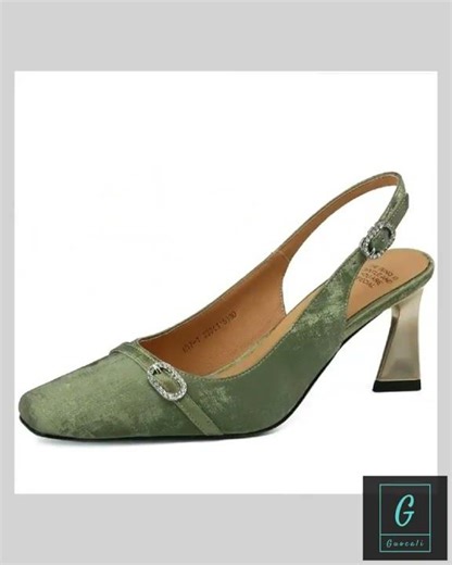 Women Leather Slingback Block Heel Sandals