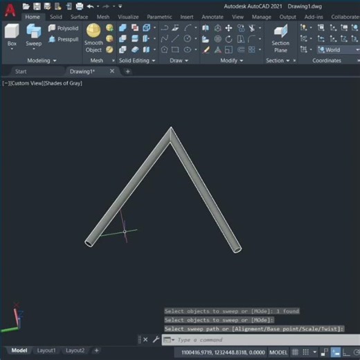 AutoCAD Sweep Command Tutorial🔥,Create 3D Shapes Along Path, Sweep command ka use kaise kare autocad