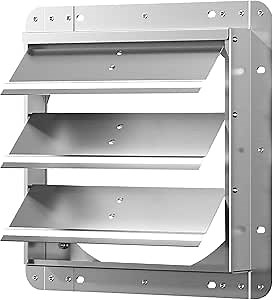 10 Inch Galvanized Shutter Exhaust Louver Vent, Automatic Gravity Shutter Louver Vent for Home Attics, Workshops, Barn, Greenhouse (Motor&Blades are not Included)