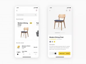 Modern furniture e-commerce app design concept