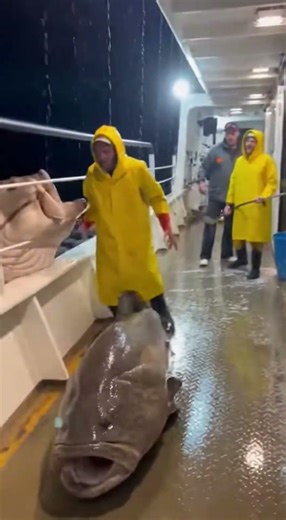 500lb Groupers Slam the Deck in a Storm… Then a Hammerhead Hits the Camera! 😱🦈