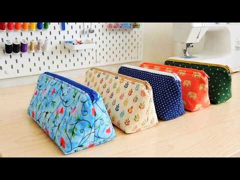 Triangle Pouch 👛 With Zipper Sewing Tutorial. How To Make Makeup Pouch Bag. 👝 Sewing Gift Bag Ideas.