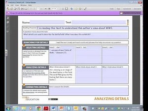Analyzing Details Graphic Organizer