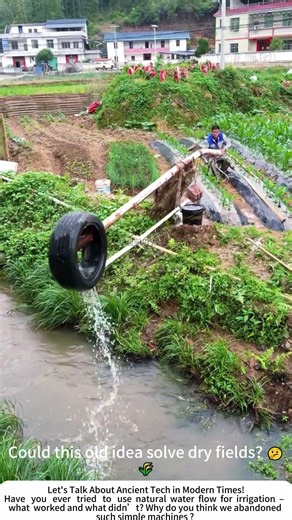 Homemade Water Wheel Irrigates a Field – Zero Electricity 🌊🛠️