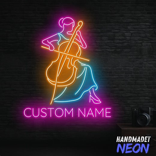 Personalized Cello Player LED Neon Sign, Girl Playing Cello Light, Custom Name Music Neon Sign, Music Lover Gift - Etsy