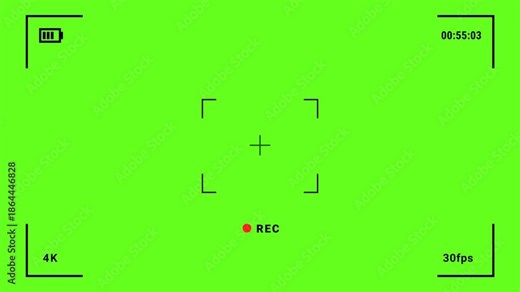 4K recording screen overlay green screen with camera viewfinder and REC indicator. Perfect for chroma key editing, video production, broadcast graphics, and digital screen capture projects. Stock Video