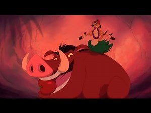 The Lion King (1994/2019) Timon and Pumbaa singing Be Our Guest while distracting the hyenas
