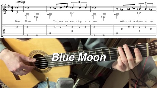Easy Guitar Arrangement of Blue Moon