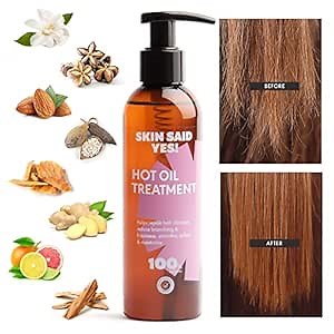 Skin Said Yes Hot Oil Treatment - 6.76 Fl Oz 100% Natural, Vegan Oil for Dry, Damaged and Black Natural Curly Hair Growth