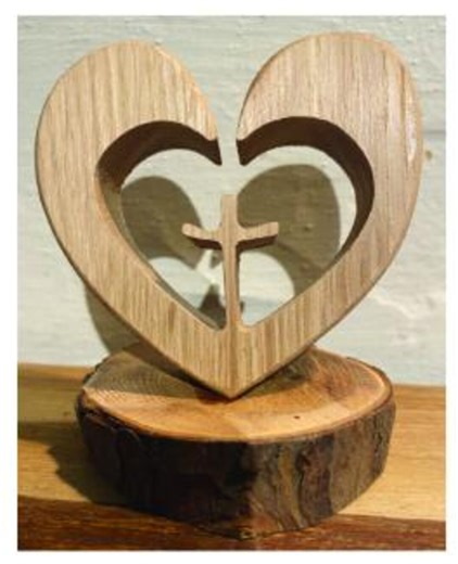 Heart Ornament in Wood (for Your Valentine) and This One Has a Cross Added - Etsy