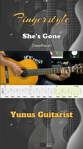[INTRO] She’s Gone - Steelheart - Fingerstyle Guitar Tutorial + TAB & Lyrics #fingerstyleguitar