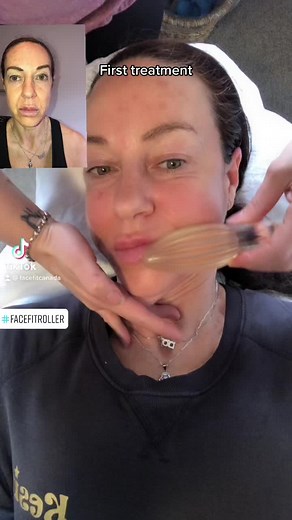 First treatment with the Face Fit Roller. #naturalfacelift #facefitroller #lift #contour #bloodcirculation #healthyskin #glowingskin #skintok #viralskincare #skincareroutine #selflove #selfcare #loveyourskin #confidence #over50club #over50women