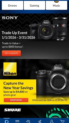 Thinking about upgrading to a new Sony camera in 2026? Adorama's double discount program has deals on everything from flagship models to G Master lenses—and all you need is any old camera or lens to trade in. Get up to $800 on the FX6 Kit, $500 on the a1 II or a9 III, and up to $300 on premium G Master lenses. Even if your trade-in is only worth $1, you still get the full bonus. Upgrade your Sony gear for less. | Adorama