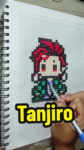 Tanjiro Kamado Demon Slayer Kimetsu no Yaiba pixel Art tutorial #tanjiro #cazador #demonios #slayer #demonslayer #kimetsunoyaiba #kamado #tomioka #rengen #uzui #rengoku #pilar #respiracionsolar #anime #manga #inosuke #tren #zenitsu #nezuko