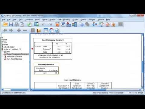 IBM SPSS Statistics 20: Cronbach's Alpha