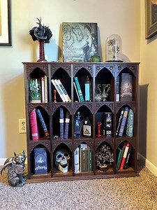 Gothic Walnut Curio Cabinet: Carved Display Shelf, 15 Cubbies - Gothic Furniture - Dark Academia - Etsy