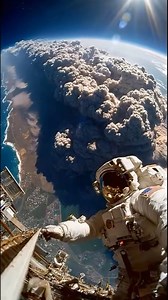 Astronaut's Epic View of Volcanic Eruption! 🌋 #Space #Astronaut #Volcano #Earth #Eruption #SpaceView #NASA | Space AstroVision