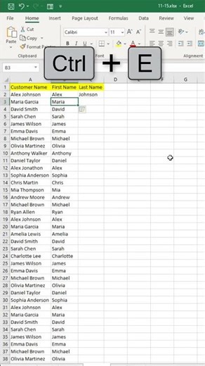 Miracle of Flash Fill - Separate Names with Keyboard Shortcuts
