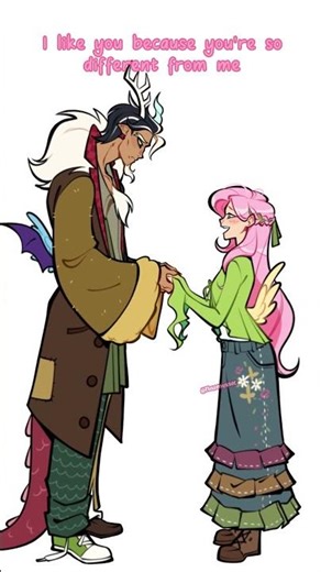 🌸 I like you because you're so different from me 🐉| My Little Pony (Fluttershy x Discord) #mlp #art