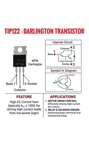 Tip122 Darlington transistor internal diagram and applications