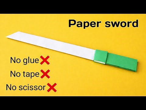 Paper sword|How to make sword with paper|Origami knife|No glue paper craft|Paper sword|No glue knife