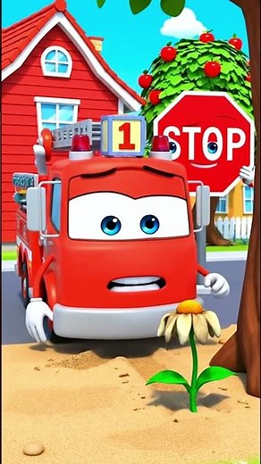 Learn Number 1&Color Red with Frankie Fire Truck🚒❤️ #learnnumbers #kidslearning #toddlers #shorts