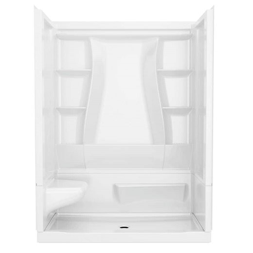 Delta Classic 500 Left Seat 60 in. x 32 in. x 75.88 in. H Alcove Shower Kit Shower Wall and Shower Pan in White BVS3-C51704-WH - The Home Depot