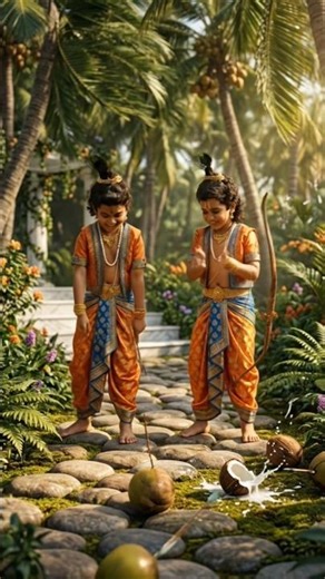 Lav Kush Ne Dhanush Se Nariyal Toda 😍🏹🌴 | Divine Ramayan Shorts