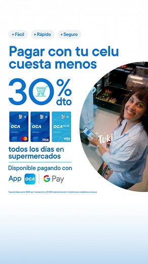 ¡Los que tienen OCA, tienen descuento! ​ Pagando con tu celular en supermercados tenés un 30% de descuento en tus compras durante todos los días de noviembre. ​ ¡Aprovechá el beneficio! ​ OCA, de los uruguayos. | OCA