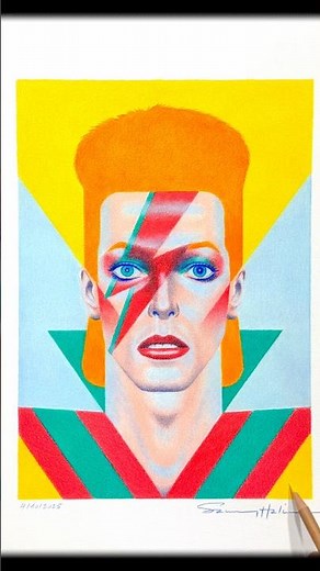 Drawing David Bowie: A Pop Art Explosion ⚡️✏️ #davidbowie #glamrock #coloredpencils #artprocess #art