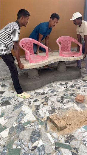 Plastic Chair se Permanent Cement Bench 😲🪑 #CementCraft #diyprojects