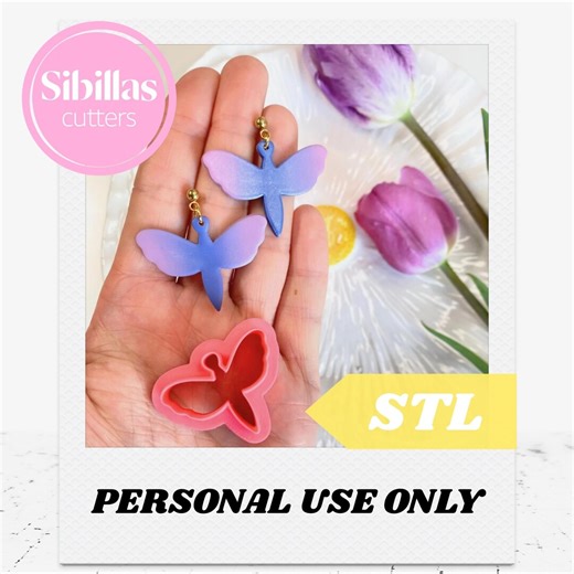 Dragonfly Clay Cutter STL Files: 3D Print File for Earrings With Sharp Edge - Etsy