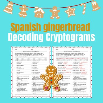 Christmas Gingerbread Spanish Decoding Puzzle | Navidad Secret Code Activity