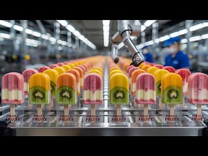 How fresh fruit chunks with jelly popsicles made in a factory