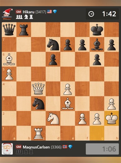 Magnus Carlsen vs Hikaru Nakamura ⚔️ Two chess giants face off in a tense 5-minute thriller. Crazy tactics, precision moves, and intense time pressure until the very last seconds ⏳🔥 Who keeps their cool and who collapses under the clock? Watch till the end! #chess #tiktokchess #blitzchess #speedchess #magnuscarlsen