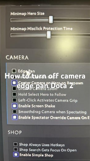 How to turn off camera edge pan Dota 2