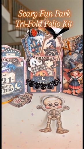 🎃 Scary Fun Park Tri Fold Folio Kit | Printable Halloween Junk Journal 👻🖤#printdigitalbyjen