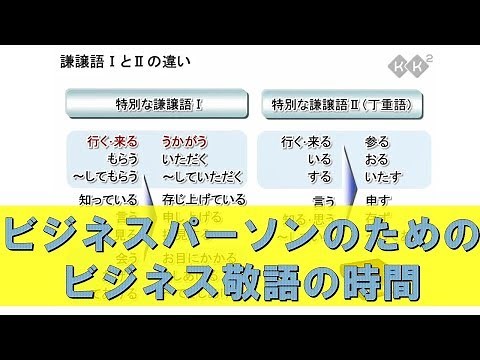 ビジネスパーソンのためのビジネス敬語の時間／ビジネスマナー／上司に対しての敬語は？／先輩と後輩での敬語／謙譲語・尊敬語・丁寧語【KK2しごと力向上ライブラリ】