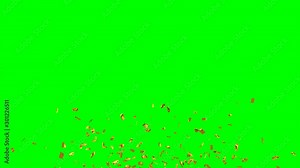Square Confetti Shapes Exploding and Falling on Green Screen. Metallic gold and silver versions included.