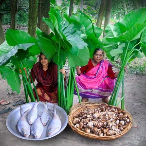 3 Recipes of Hilsa/Ilish ♨ Taro Hilsa Curry (Kochu Ilish Ranna) ♨ Hilsa Vorta ♨ Hilsa Arum Spinach Cooking (Phoddo Kochu Ilish Ranna) | Village Food Life