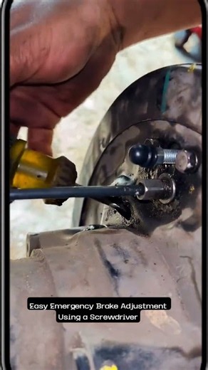 Easy Emergency Brake Adjustment Using a Screwdriver #tips #mechanic