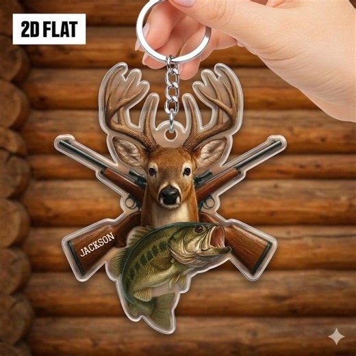 Personalized Hunting Acrylic Keychain – Custom Name Deer Hunter Gift – Unique Keyring for Dad or Husband - Etsy