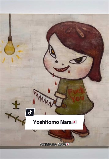 he has such soft hues & a light color palette, yet hard emotions. Also love the crazinezz and harsh topic of some. Very cool, mesmerizing visions. ❤️‍🔥🧨🌌🪐☁️🎈🩶💖 #contemporaryart #yoshitomonara #painting #favoriteartist #fyp
